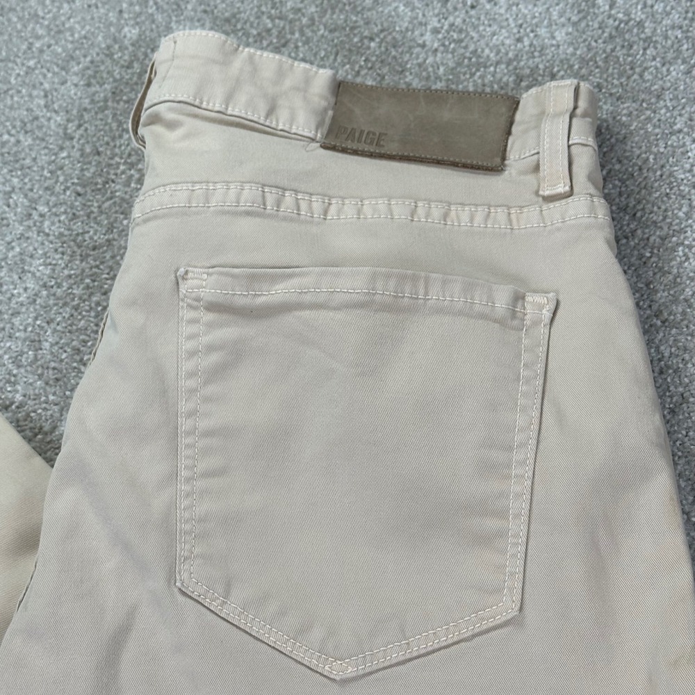 Paige Mens 30 Straight Leg Pants Tan Khaki Twill Casual Chino Minimalist